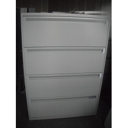 4 Drawer Lateral File Cabinet, Grey, Hanging, Locking